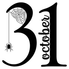 the number thirteen is decorated with a spider web