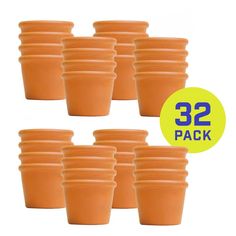 set of twelve orange plastic flower pots with 32 each