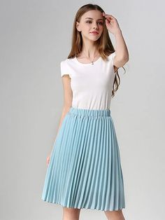 Portrait of a picture displaying Vintage High-Waisted Knife-Pleated Chiffon Women’s Skirt product. Chiffon Pleated Skirt, Pleated Pattern, Skirt Tutu, Blue Pleated Skirt, Empire Dresses, Pleats Pattern, Pleated Chiffon Skirt, Tutu Skirts, High Waisted Pleated Skirt