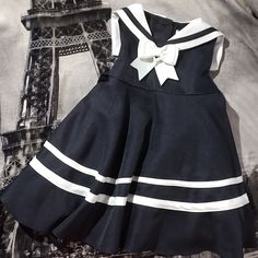 * Rare Editions Navy And White Dress Sailor Dress *24 Months Black Sleeveless School Dress, White Summer Dress For School, White Cotton School Dress, Cute Navy Sleeveless Dress, Cute Sleeveless Navy Dress, White Cotton Dresses For School, White Sailor Dresses For Spring, Navy School Dress For Spring, Blue Cotton Sailor Dress