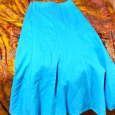 Never Worn Turquoise Tailored Linen Lined Flared Skirt. This Skirt Would Be Great For Work. Blue Relaxed Flared Skirt, Blue Relaxed Fit Flared Skirt, Casual Flowy Turquoise Skirt, Casual Blue Full Maxi Skirt, Light Blue Long Lined Skirt, Blue Flared Skirt With Lining, Blue Flared Bottoms With Lined Skirt, Blue Stretch Flared Maxi Skirt, Spring Turquoise Lined Skirt