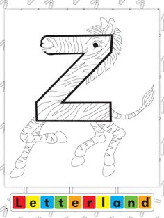 the letter z is for zebra coloring page with letters and numbers to color on it