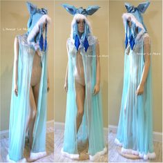 Glaceon Pokemon Ear Cape Robe Cosplay Dance Costume Rave Bra Rave Wear Halloween Burlesque Show Girl Burlesque Accessories, Flareon Pokemon, Rave Halloween, Belly Dancer Costumes, Burlesque Show, Rave Costumes, Pokemon Cosplay, Rave Bra, Due Date