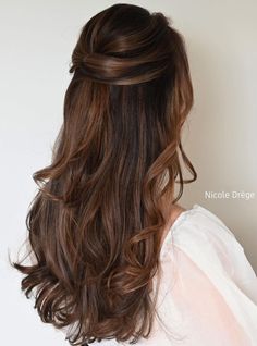 Simple Prom Half Up Half Down Hairstyle Prom Hair Up, Wedding Hair Half, Guest Hair, Prom Hair Down, Open Hairstyles, Bridal Hair And Makeup