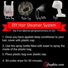 Diy Hair Steamer, Hairstyling Tips, Transitioning Hair, Hair Recipes, Hair Steamer, Hair Steaming, Hair Steamers, Natural Hair Regimen, Low Porosity Hair Products