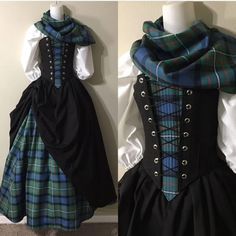 Medieval Dress, Medieval Clothing, Tartan Dress, Fantasy Dress, Historical Costume, Historical Dresses