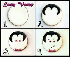 instructions for how to make an easy vampire face cake