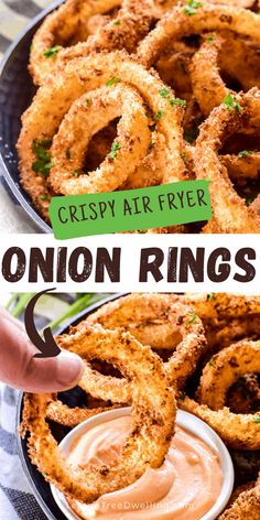 crispy air fryer onion rings with dipping sauce