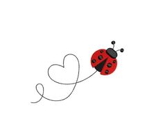 a ladybug flying through the air with a heart on it's tail