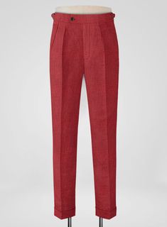 Satisfy the sartorial savvy gents with our Italian Prato Burgundy Linen Trousers. In addition, a classic cut from a pure linen fabric provides a supple, evenly smooth touch appending an excellent drape with a solid design over a burgundy shade. Besides, an instant classic glimpse with precise cuts adds an extra flair by enhancing the curves and comfort while bringing a polished stance, ideal for wearing to a spectrum of exclusive events.  
 
 Look Includes   Italian Prato Burgundy  Linen  Fabric