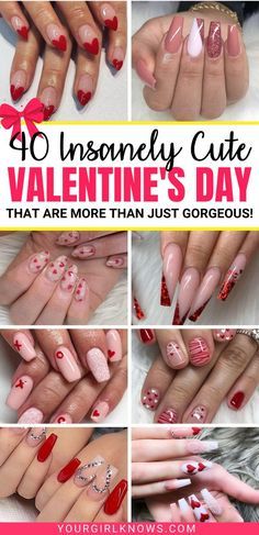 Nail Art Designs Valentines Day Style, Nail Art For Valentines Day, Valentine's Nail Ideas, Valentine’s Nail Designs, Simple Nail Designs Valentines Day, Valentine Simple Nails, Valentines Nail Ideas Short, Gel X Nail Designs Valentines, Chic Valentines Nails