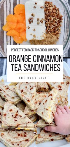 orange cinnamon tea sandwiches with text overlay