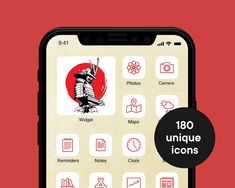 an iphone screen with icons on it and the text'app unique icons'below