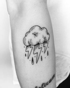 a black and white photo of a cloud with lightning coming out of it on the arm