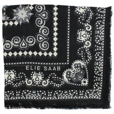 Elie Saab Scarf Black Gray Ornamental - Cashmere Silk Shawl Designer Shawl, Short Eyelashes, Women Scarves, Hearts Design, Branded Scarves, Scarf Sale, Silk Shawl, Designer Scarves, Hats For Sale