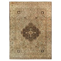 an antique persian rug on white background