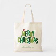 Merry Christmas Elements Green Tote Bag Textile Decor, Santa Sacks, Canvas Bag Design, Bags Ideas, Green Tote Bag, Christmas Sack, Christmas Elements, Christmas Tote Bags, Green Tote