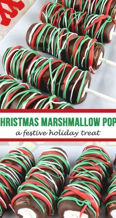 christmas marshmallow pops on a white plate