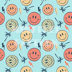 an image of many smiley faces on a blue background