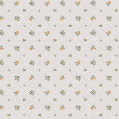 a white wallpaper with small yellow flowers on it