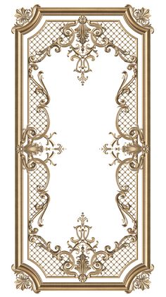 an ornate gold frame with scrolls and flowers on the edges, isolated against a white background