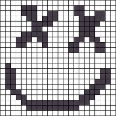 a cross stitch pattern with black and white squares in the shape of a smiley face