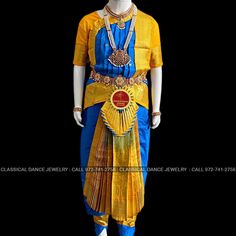 Design by Classical Dance Jewelry® ❥ Traditional Bharatanatyam costume wore during regular dance programs or arrangetram performance. ❥ Material : Art Silk ❥ Type : Traditional pant costume ❥ Easy to wear ❥ layer front fan ❥❥❥❥ 32 inch PANT LENGTH Dress Measurements ( all the measurements approximately 1 -2 margin buffer) Age: 9 - 12 yrs ❥ PANT MEASUREMENTS: ☛ Pant Length: 31-32 inch ☛ Pant Waist: 29-30 inch ☛ Pant Hip: 30-31 ❥ BLOUSE MEASUREMENTS: ☛ Blouse length: 11-12 inch ☛ Blouse Shoulder : Royal Blue Traditional Wear For Puja, Royal Blue Traditional Drape For Puja, Ceremonial Blue Traditional Wear With Pallu, Blue Ceremonial Traditional Wear With Drape, Blue Traditional Wear With Traditional Drape For Ceremonial Occasions, Ceremonial Blue Traditional Wear With Traditional Drape, Blue Traditional Drape Ceremonial Wear, Traditional Royal Blue Sets For Navratri, Traditional Royal Blue Sets For Festivals