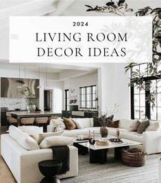 the living room is decorated in white and black