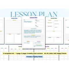 the lesson plan is shown in four different sections