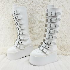 White Goth Outfit, Demonia Platforms, Demonia Boots, White Goth, Goth Boots, Demonia Shoes, Gothic Shoes, Punk Boots, Cute Shoes Heels