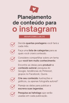 a pink poster with the words planamento de conteud para o instagramm