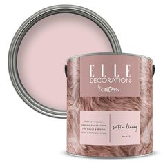 a pink paint can with the words, e l e decoration for crown