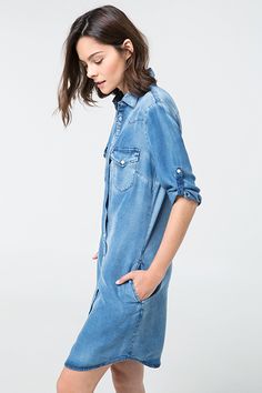 Cute Cheap Fall Outfits, Tencel Dress, Tencel Denim, Oufits Casual, Trendy Denim, Denim Trends, Cheap Dresses, Get Dressed, Denim Shirt