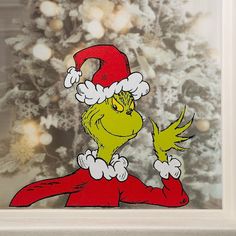 Dr. Seuss The Grinch Window Cling Dr Seuss The Grinch, Christmas Window Painting, Holiday Party Kids, Grinch Christmas Decorations, Fun Image, Window Decorations, Christmas Window Decorations, Window Cling, Window Ideas