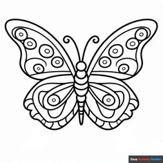 Free, printable Patterned Butterfly coloring page for kids. Print it out or color it online. https://easydrawingguides.com/coloring-pages/patterned-butterfly