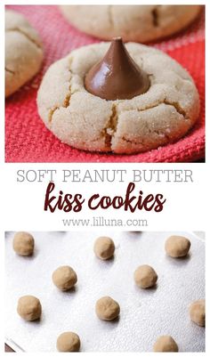 soft peanut butter kiss cookies are the perfect treat for valentine's day or any special occasion