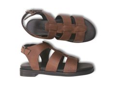 Brown combat footbed buckle sandal by oobash Trendy Leather Beach Sport Sandals, Trendy Leather Sport Sandals For Beach, Trendy Leather Sandals With Textured Sole, Trendy Leather Footbed Sandals With Textured Footbed, Trendy Leather Sport Sandals With Textured Footbed, Trendy Leather Sandals With Textured Footbed, Trendy Leather Footbed Sandals, Modern Footbed Sandals With Round Toe For Vacation, Trendy Brown Footbed Sandals With Textured Footbed