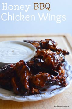 chicken wings with ranch dressing on a plate