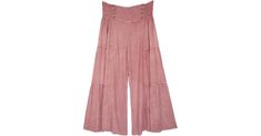 Dusky Pink Wide Leg Button Pallazo Pants with Shirred Waist in Clothing - A relaxed pair of long and wide legged dusky pink palazzo pants for the changing weather. Features: Split-Skirts-Pants, Stonewash, Vacation, Bohemian. Pink Wide Leg Pants With Elastic Waistband For Fall, Pink Bottoms With Buttons For Fall, Pink Fall Bottoms With Buttons, Pink Wide Leg Pants For Fall, High-waist Pink Pants With Buttons, High Waist Pink Pants With Buttons, Pink Flare Wide Leg Pants For Summer, Pink Buttoned Pants, Pink Wide Leg Harem Pants With Elastic Waistband