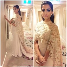 Cheap dresses less than 100, Buy Quality dress two directly from China dress quality Suppliers: Hi all, This is Ivy, Welcome to Sunflowerbridal Aliexpress Store. If I’ Cape Dresses, Muslim Evening Dresses, Lace Cape, Celebrity Gowns, Short Gowns, Party Kleidung, Long Evening Gowns, Sonam Kapoor