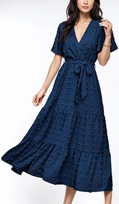 Lasaky - Shirui Round-Neck Long Dress with Flowy Short Sleeves in Solid Color with Ribbon Detail Modest Dresses For Women, Boho Dress Short, Nursing Friendly Dress, Flowy Dress Long, Long Cocktail Dress, Boho Summer Dresses, Short Sleeve Maxi Dresses, Red Dress Maxi, Flowy Shorts