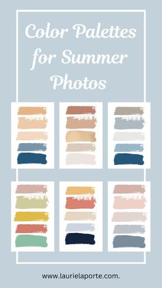 color palettes for summer photos with text overlay that reads,'color palettes for summer photos '