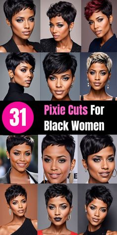 Cute Pixie Haircuts - Trendy Hairstyles - Pixie Haircut - Short Haircut Girl Short 27 Piece Hairstyles Pixie Cuts, Black Short Bob Hairstyles, Black Hair Pixie Haircut, Short Weaves For Black Women, Pixie Haircut For Black Women Weave, Pixie Quick Weave Black Women, Short Weave Hairstyles For Black Women, Back Of Pixie Haircut, Pixie Cut Quick Weave Black Women