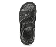 Give your child convenient comfort in a shoe for on-the-go play. These black sandals feature two-strap hook-and loop closures for a secure fit. They provide open, breathable comfort for hot days, while allowing for a lot of fun in the sun. Black Synthetic Sport Sandals With Adjustable Strap, Durable Black Open Toe Sandals, Casual Durable Black Sandals, Black Sporty Sandals With Adjustable Strap, Black Sport Sandals With Adjustable Strap, Black Slide Sport Sandals For Outdoor Activities, Black Durable Open Toe Sport Sandals, Black Sandals With Buckle Closure For Outdoor, Durable Black Open Toe Sport Sandals