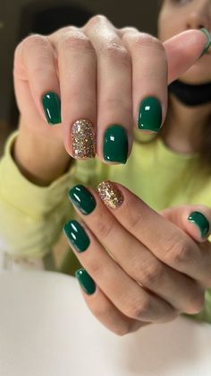 Shop our Influencers' top picks on Amazon Green Nails Gelish, Xmas Nail Colors, Gelish Nails Colors Designs, Easy New Years Nails Simple, December Sns Nails, Nails For Autumn 2023, Acrylic Nails For Christmas Holiday, Christmas Gel Extension Nails, Hunter Green Nails Christmas