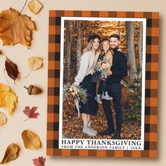 a thanksgiving card with an image of two people