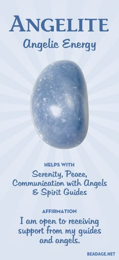 Angelite Meaning, Energy Vibes, Crystal Healing Chart, Crystals Healing Properties, Spiritual Crystals, Gemstone Meanings, Crystal Therapy, Crystal Healing Stones, Crystal Magic