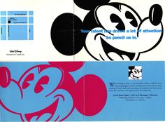 an advertisement for the walt mouse company with mickey mouse on it's back side