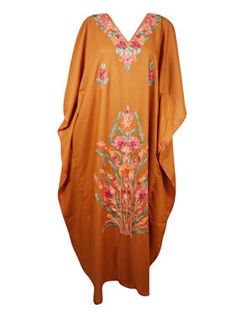 Womens Caftan Maxi dress Orange Lounger, Handmade Kaftan L-3XL Hippy Pants, Kaftans Dresses