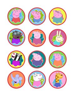 the peppa pig stickers are all in different colors